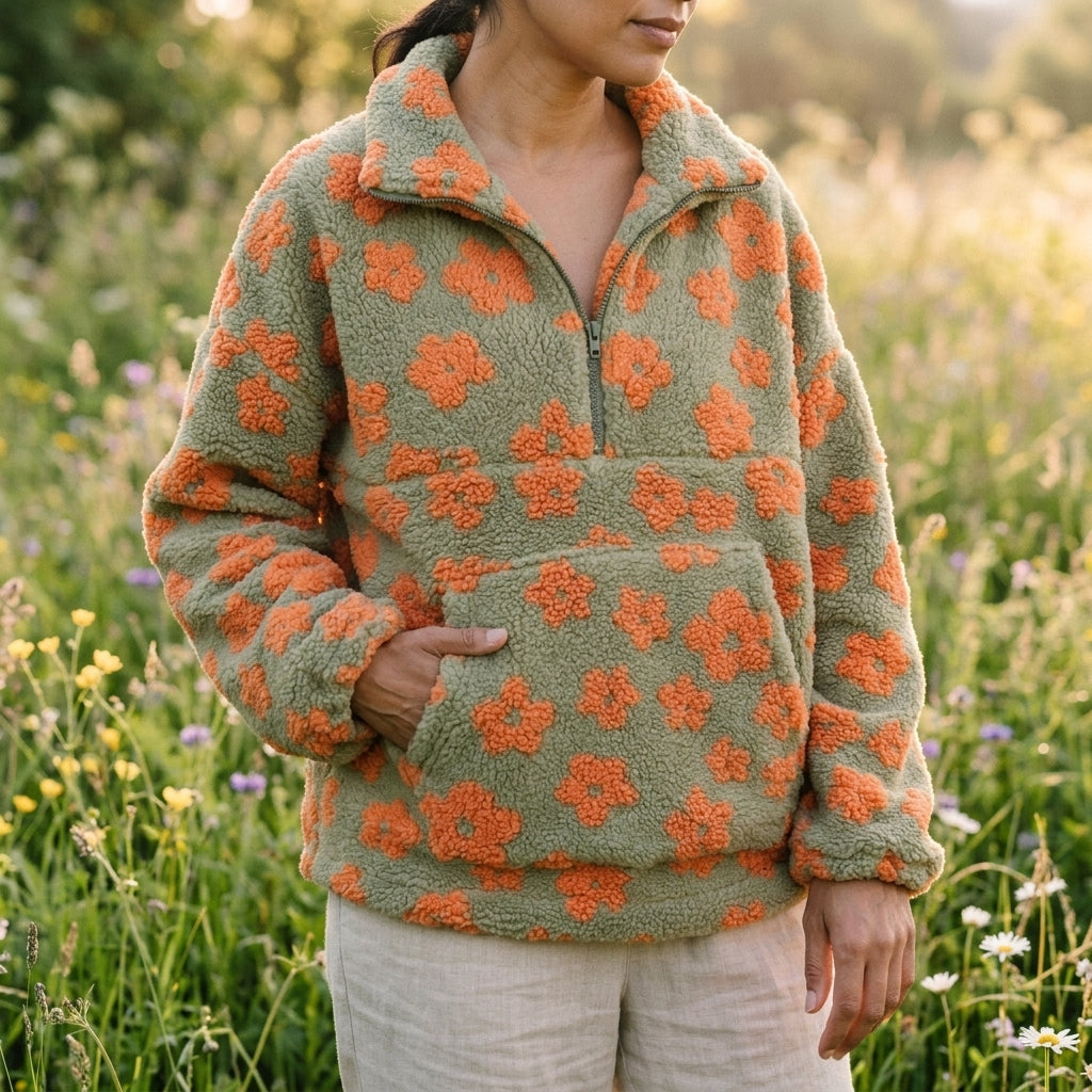 Ottilie | Cozy Floral Fleece Sweater for Effortless Style