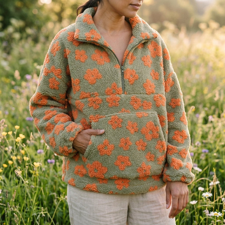 Ottilie | Cozy Floral Fleece Sweater for Effortless Style