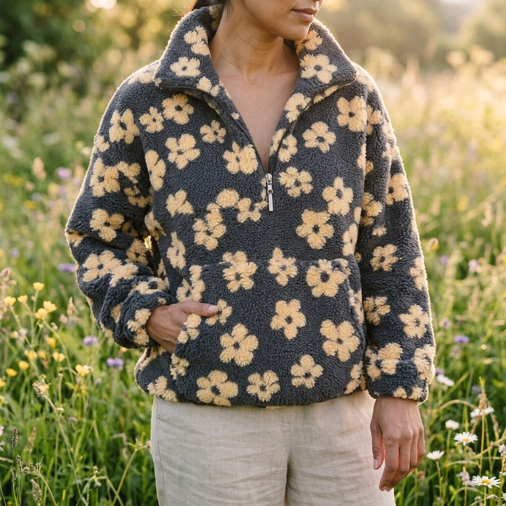 Ottilie | Cozy Floral Fleece Sweater for Effortless Style