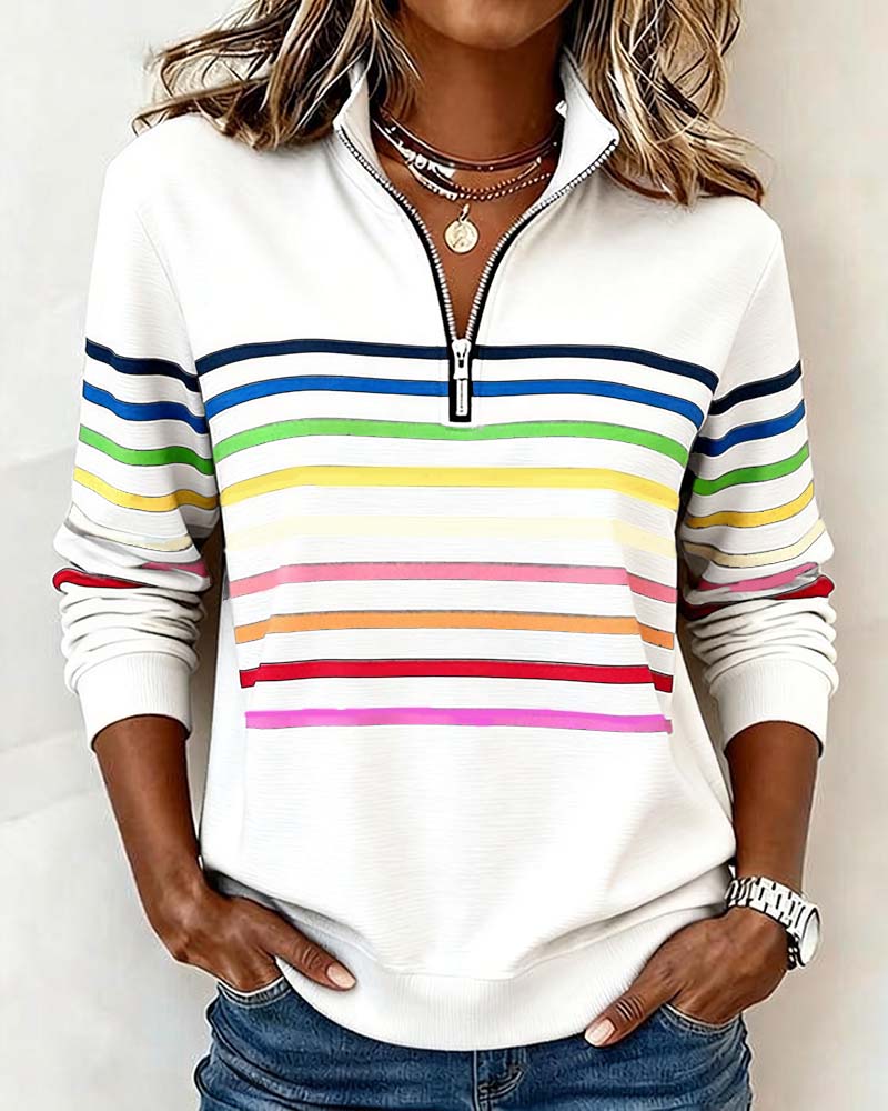 Maggie Casual Multicolor Stripe Pullover