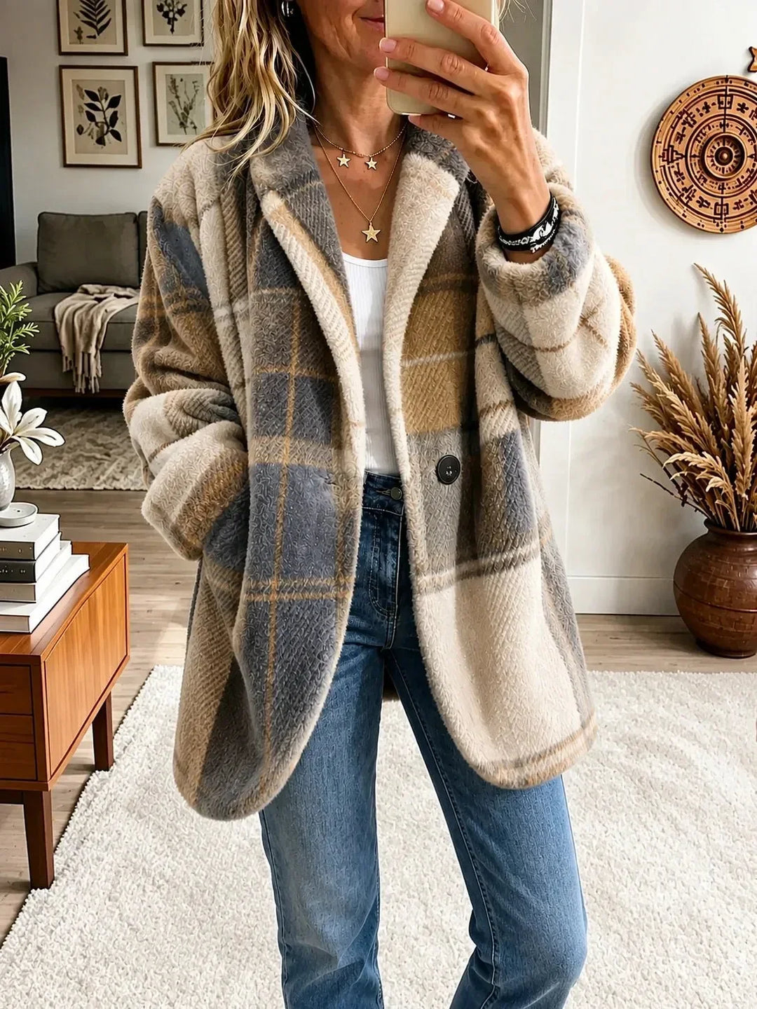 Joanne | Cozy Multi-Color Plaid Coat