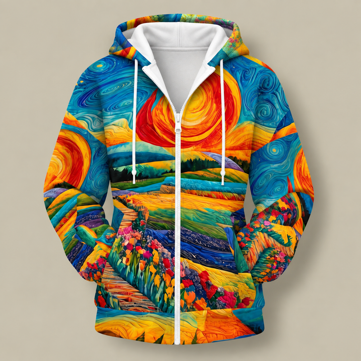 Halcyra | Sunburst Print Zip Hoodie