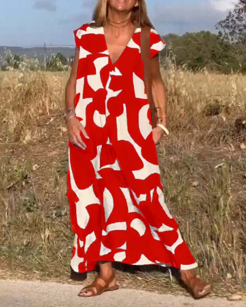 Amelia | Printed V-Neck Dress