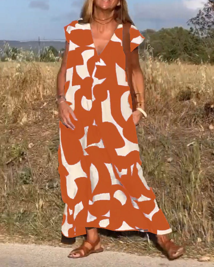 Amelia | Printed V-Neck Dress