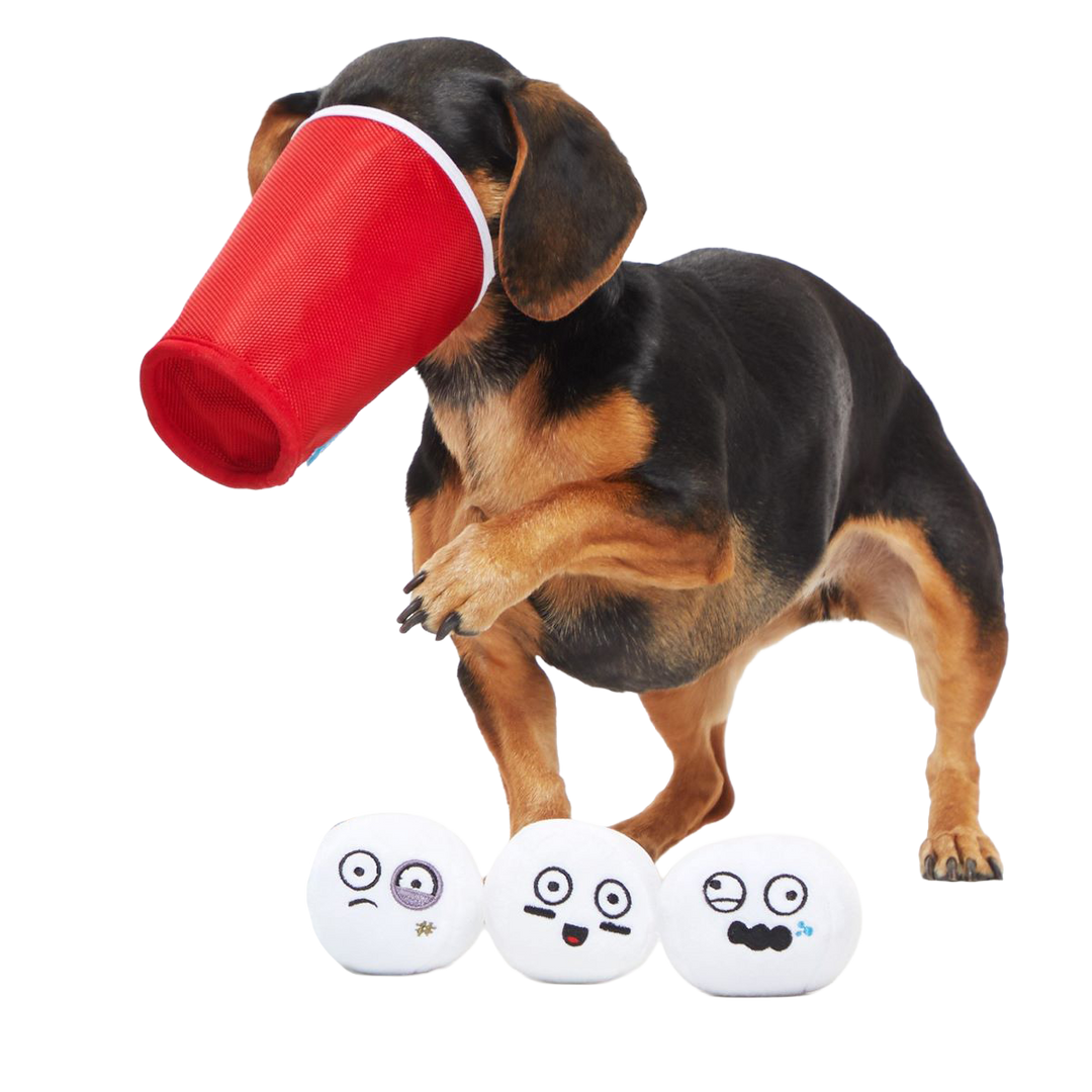 Bark Pong Cup Plush Multi-Part + Fetch Dog Toy