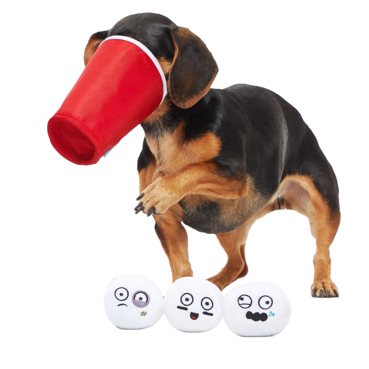 Bark Pong Cup Plush Multi-Part + Fetch Dog Toy