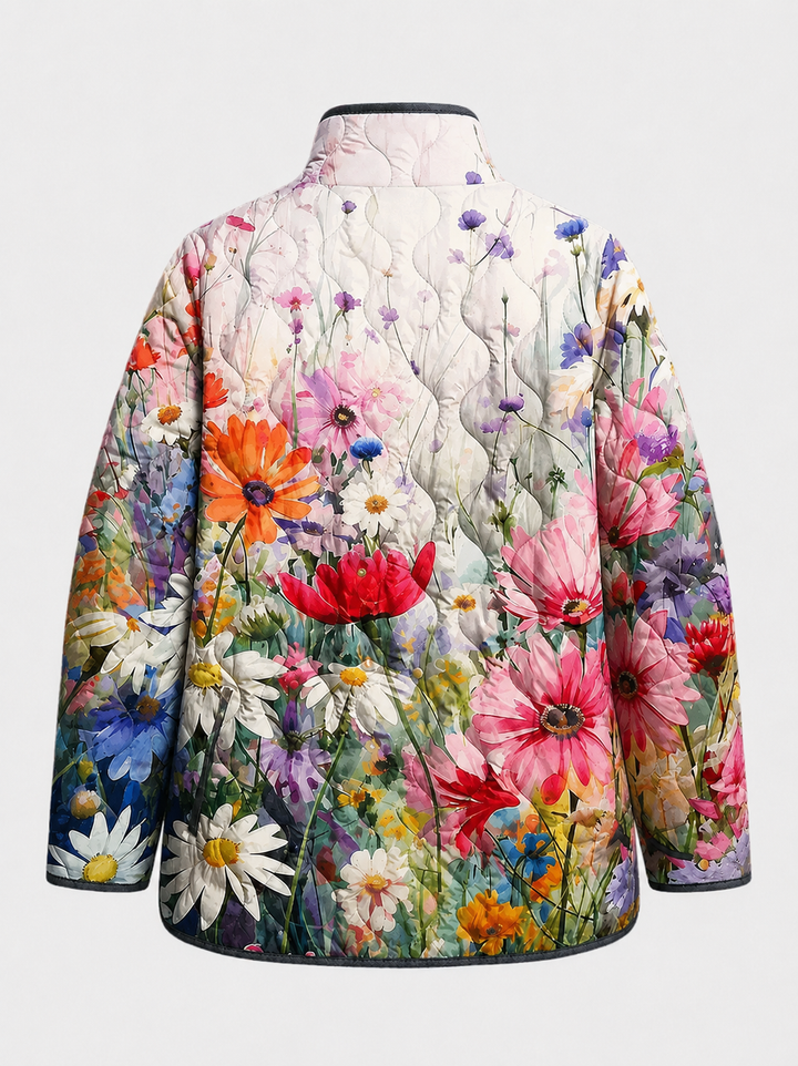 Kaia Charming Vintage Floral Print Quilted Jacket