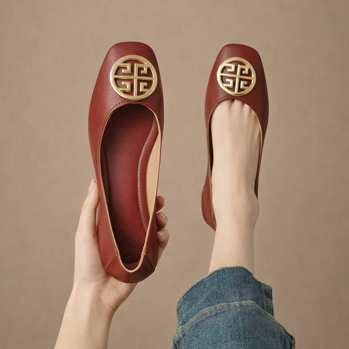 Orchard Leather Flats Brown