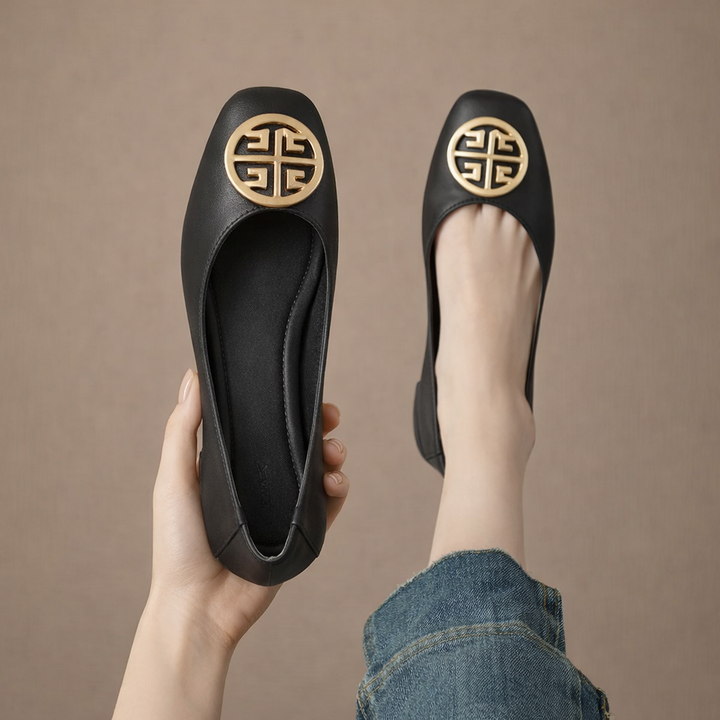 Orchard Leather Flats Green