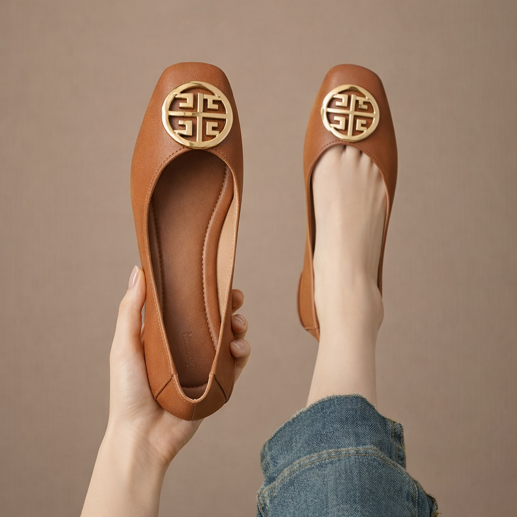 Orchard Leather Flats Green