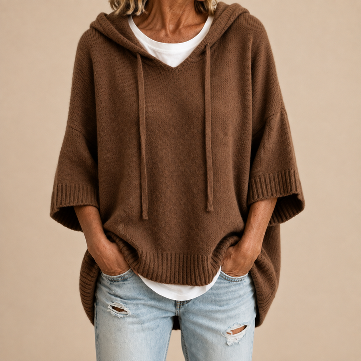 Oriana | The Cozy Hooded Knit Poncho