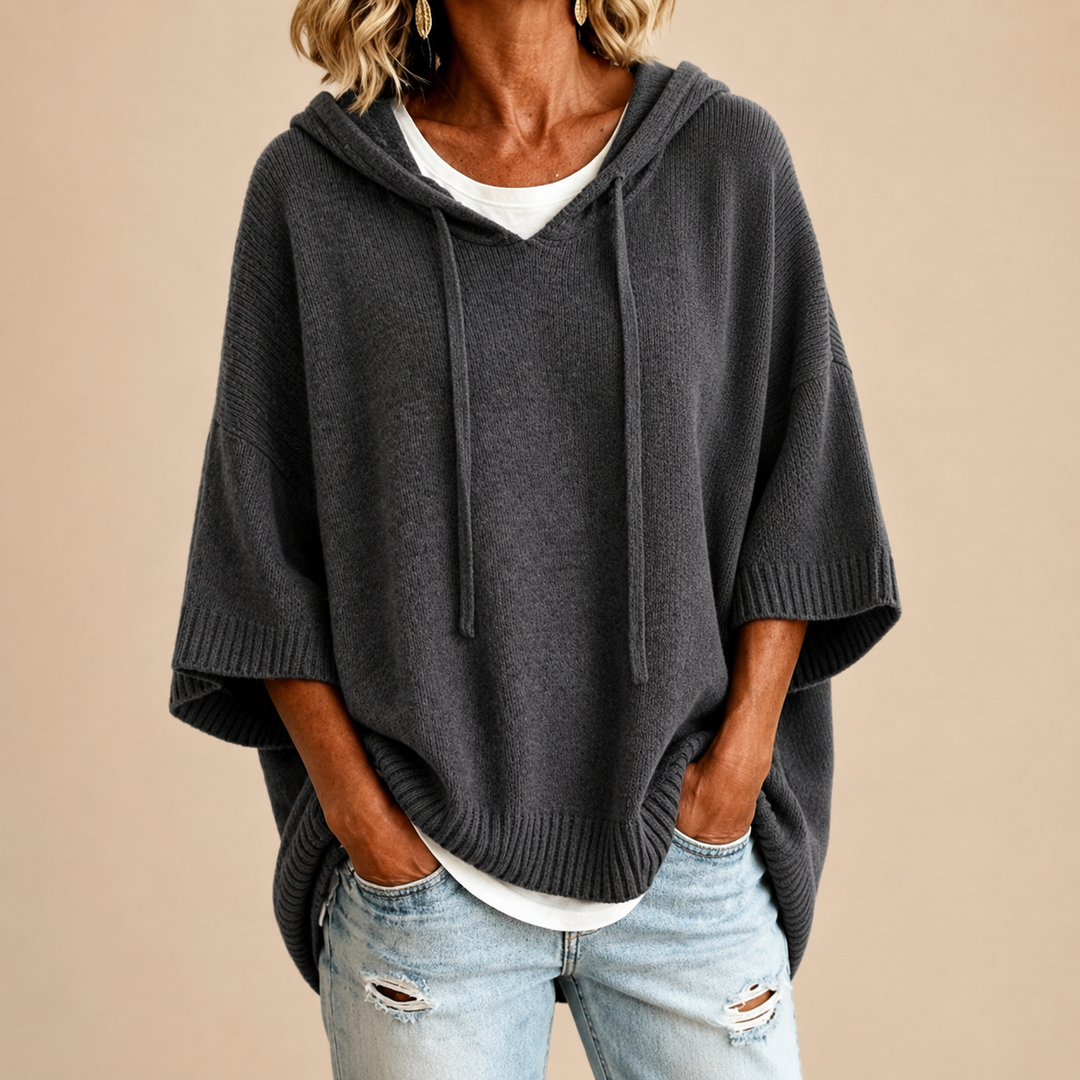 Oriana | The Cozy Hooded Knit Poncho