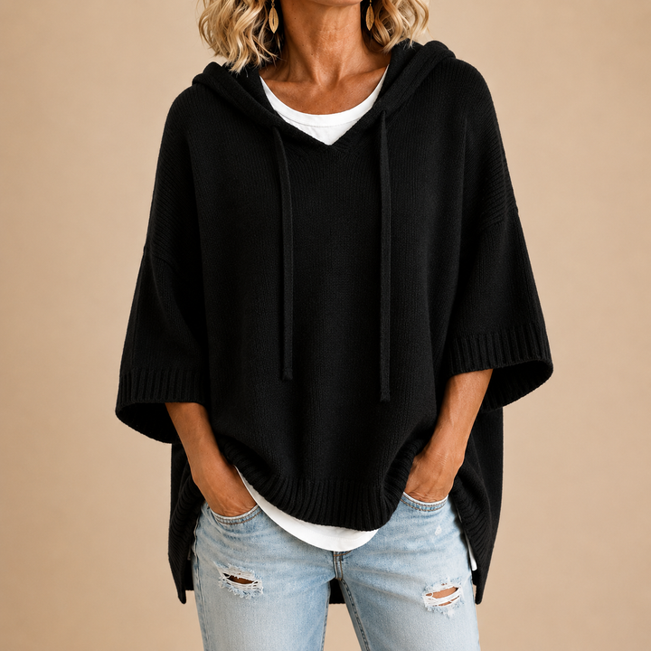 Oriana | The Cozy Hooded Knit Poncho