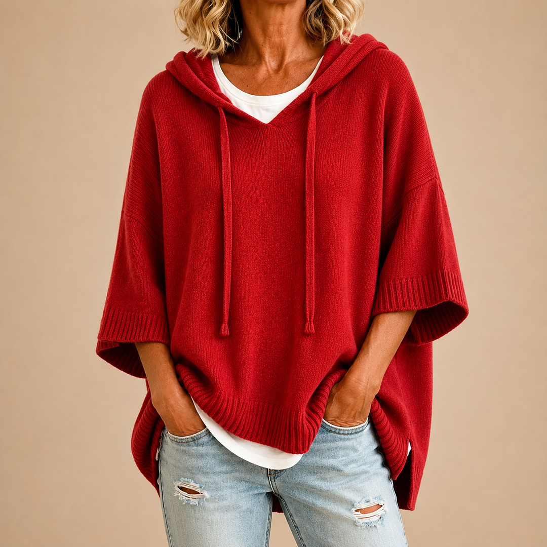 Oriana | The Cozy Hooded Knit Poncho