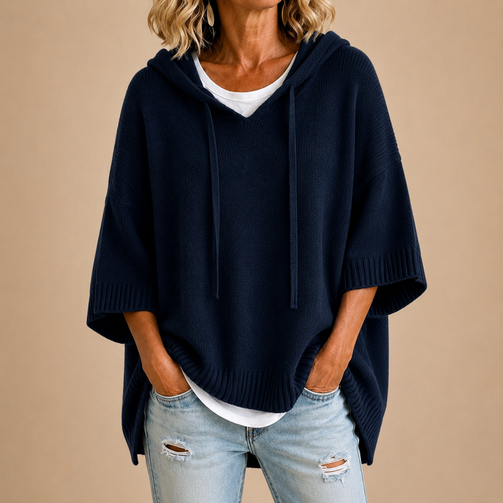 Oriana | The Cozy Hooded Knit Poncho
