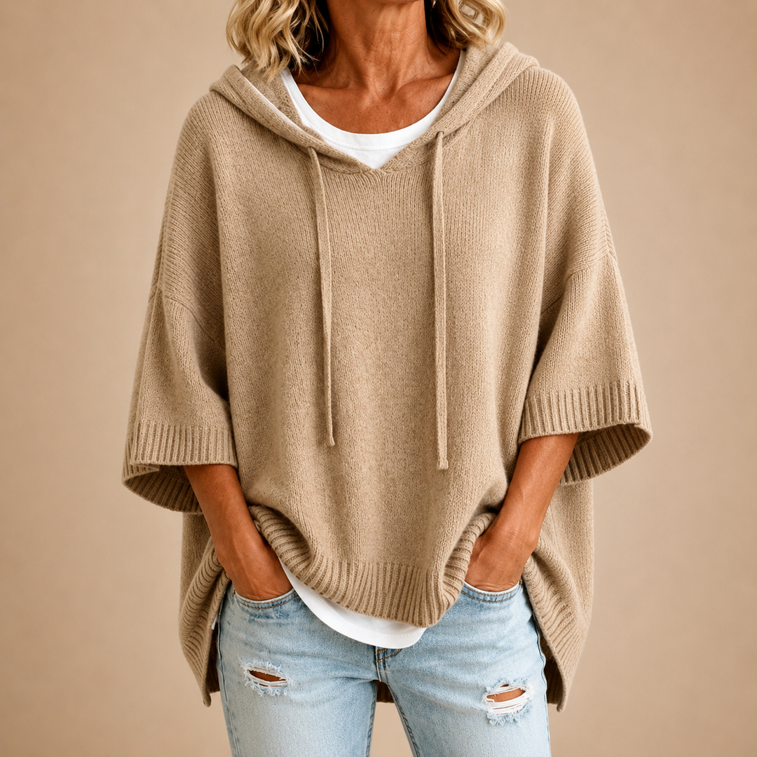 Oriana | The Cozy Hooded Knit Poncho
