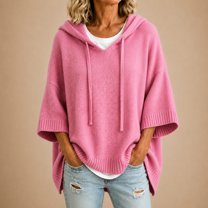 Oriana | The Cozy Hooded Knit Poncho