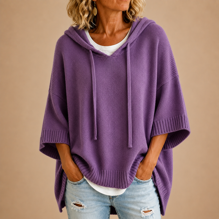 Oriana | The Cozy Hooded Knit Poncho