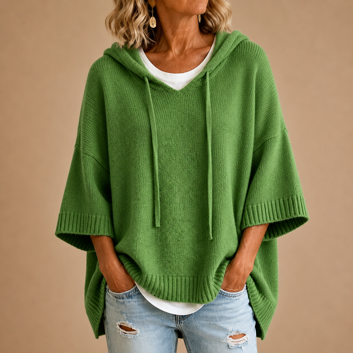 Oriana | The Cozy Hooded Knit Poncho