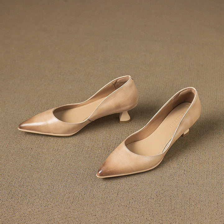 Calenne Leather Kitten Heels Onyx Black