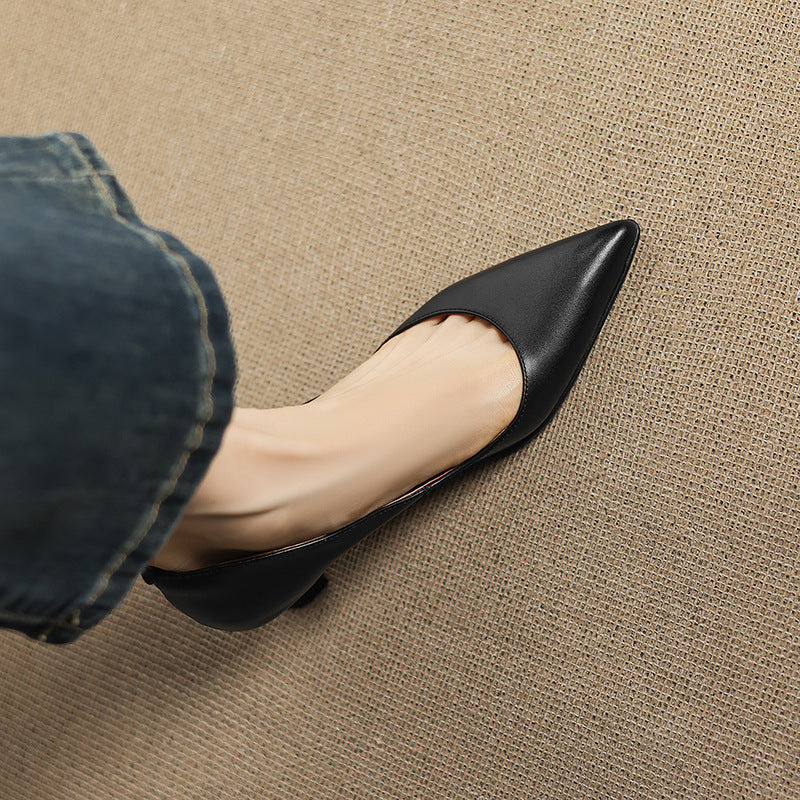 Calenne Leather Kitten Heels Onyx Black