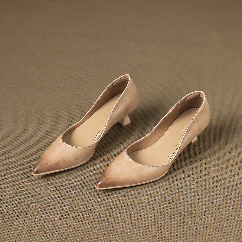 Calenne Leather Kitten Heels Onyx Black