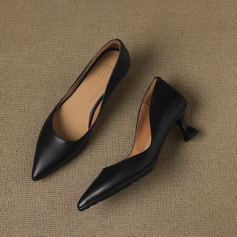 Calenne Leather Kitten Heels Cognac