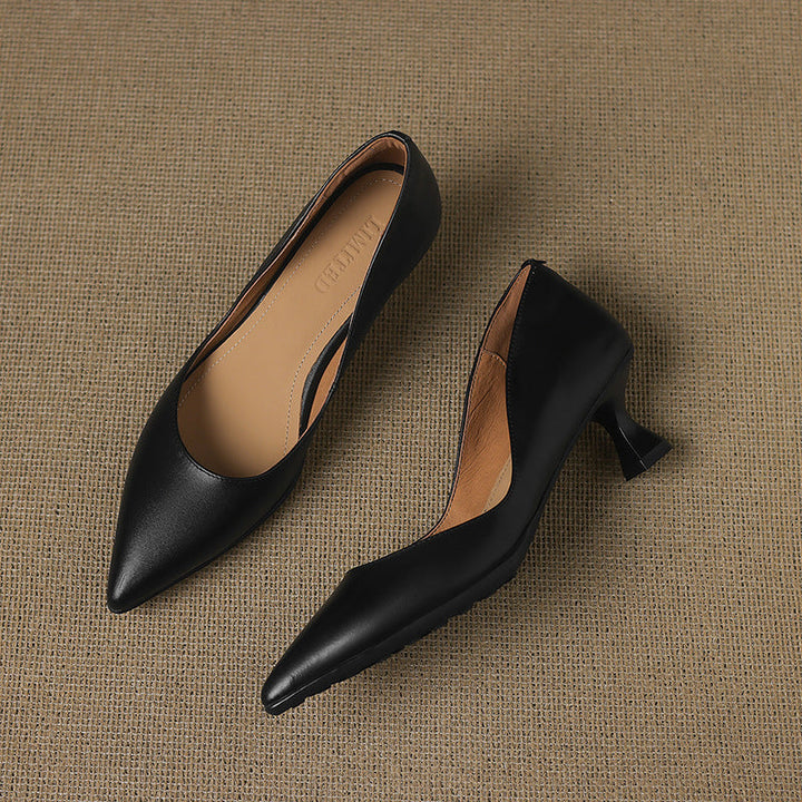 Calenne Leather Kitten Heels Onyx Black