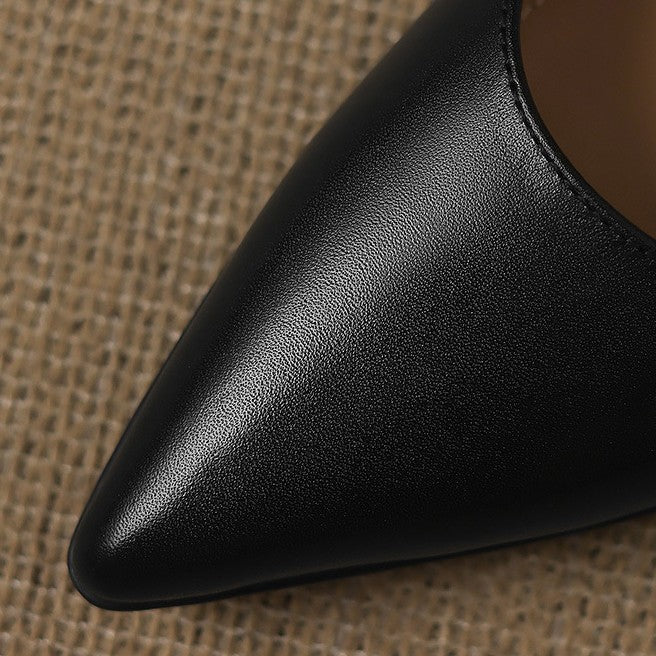 Calenne Leather Kitten Heels Onyx Black