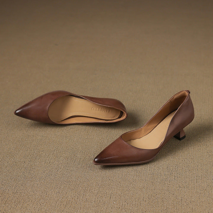 Calenne Leather Kitten Heels Onyx Black