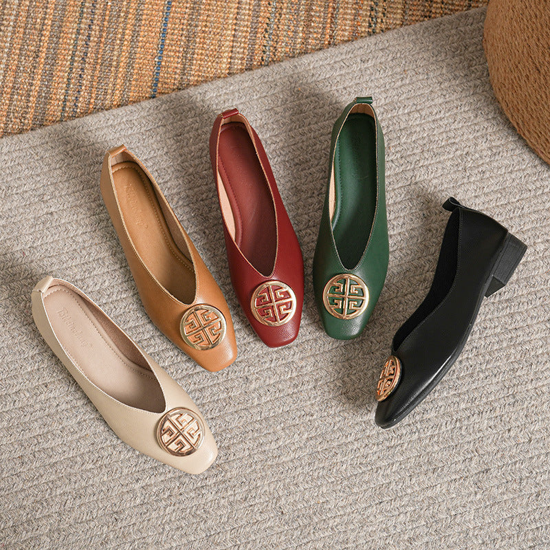 Orchard | Leather Square-Toe Flats
