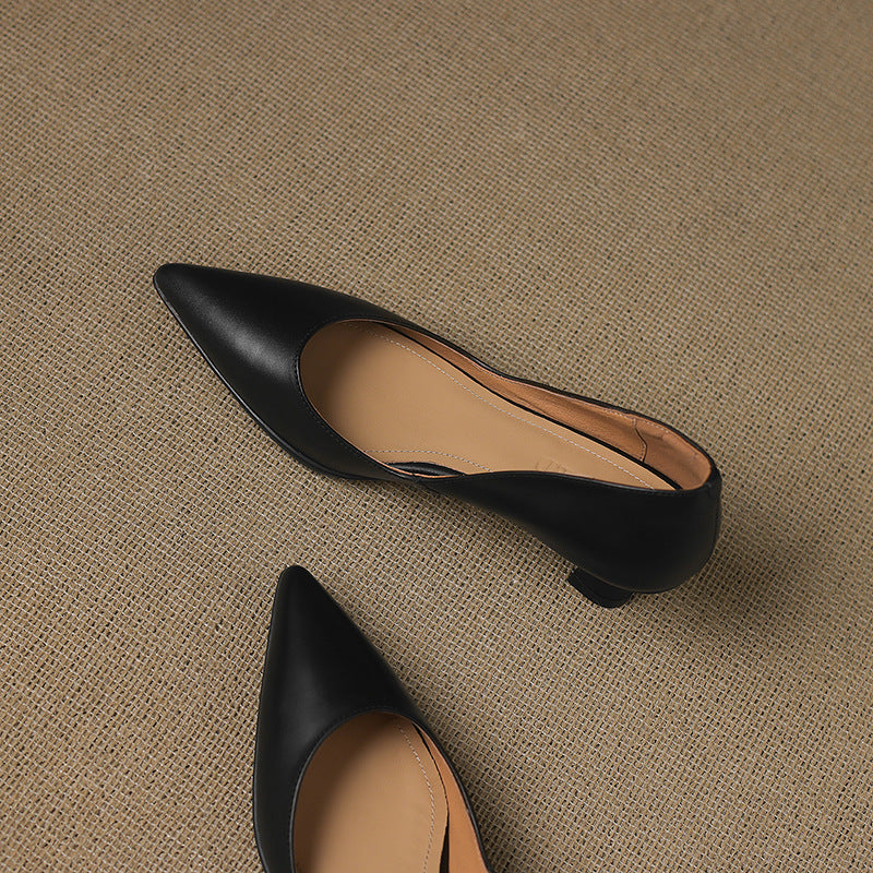 Calenne Leather Kitten Heels Cognac