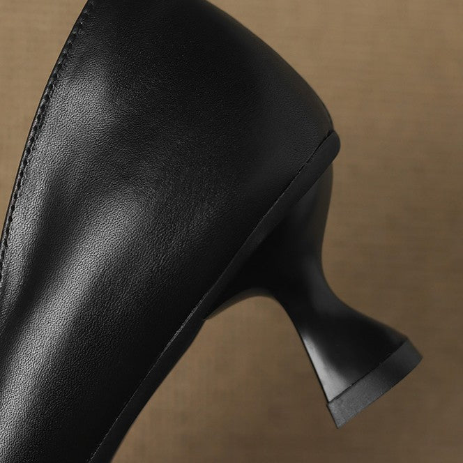 Calenne Leather Kitten Heels Onyx Black