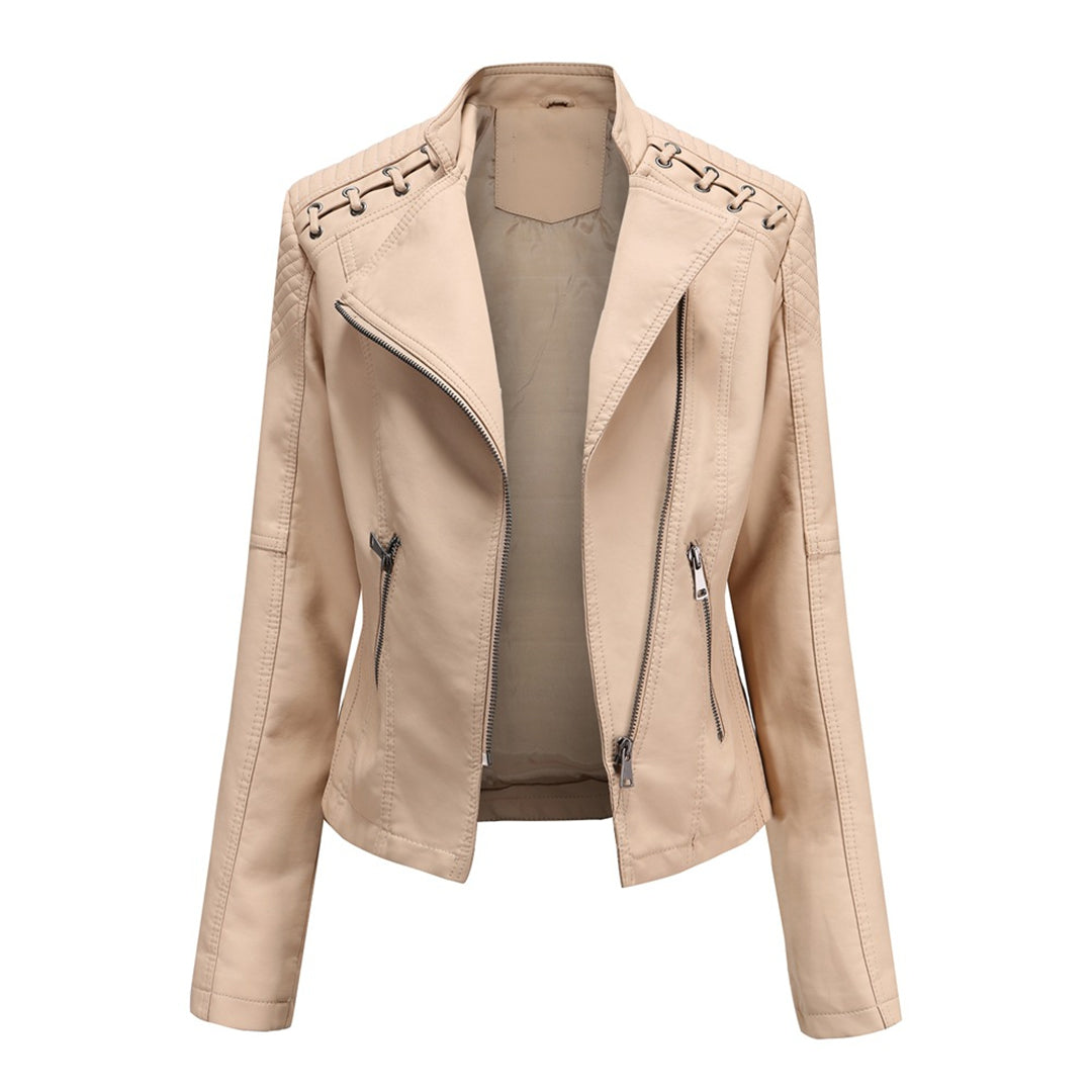 Marguerite Women's Asymmetrical Grommet Moto Quilted Jacket