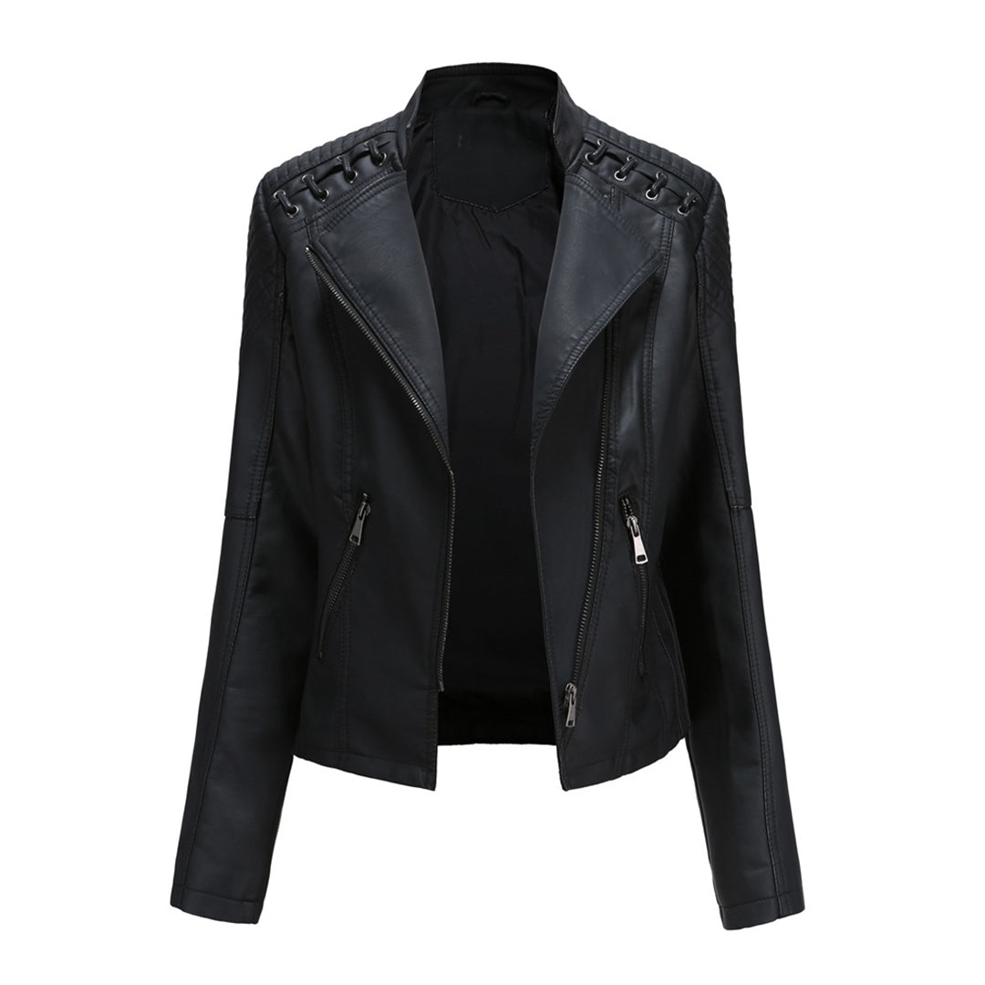 Marguerite Women's Asymmetrical Grommet Moto Quilted Jacket