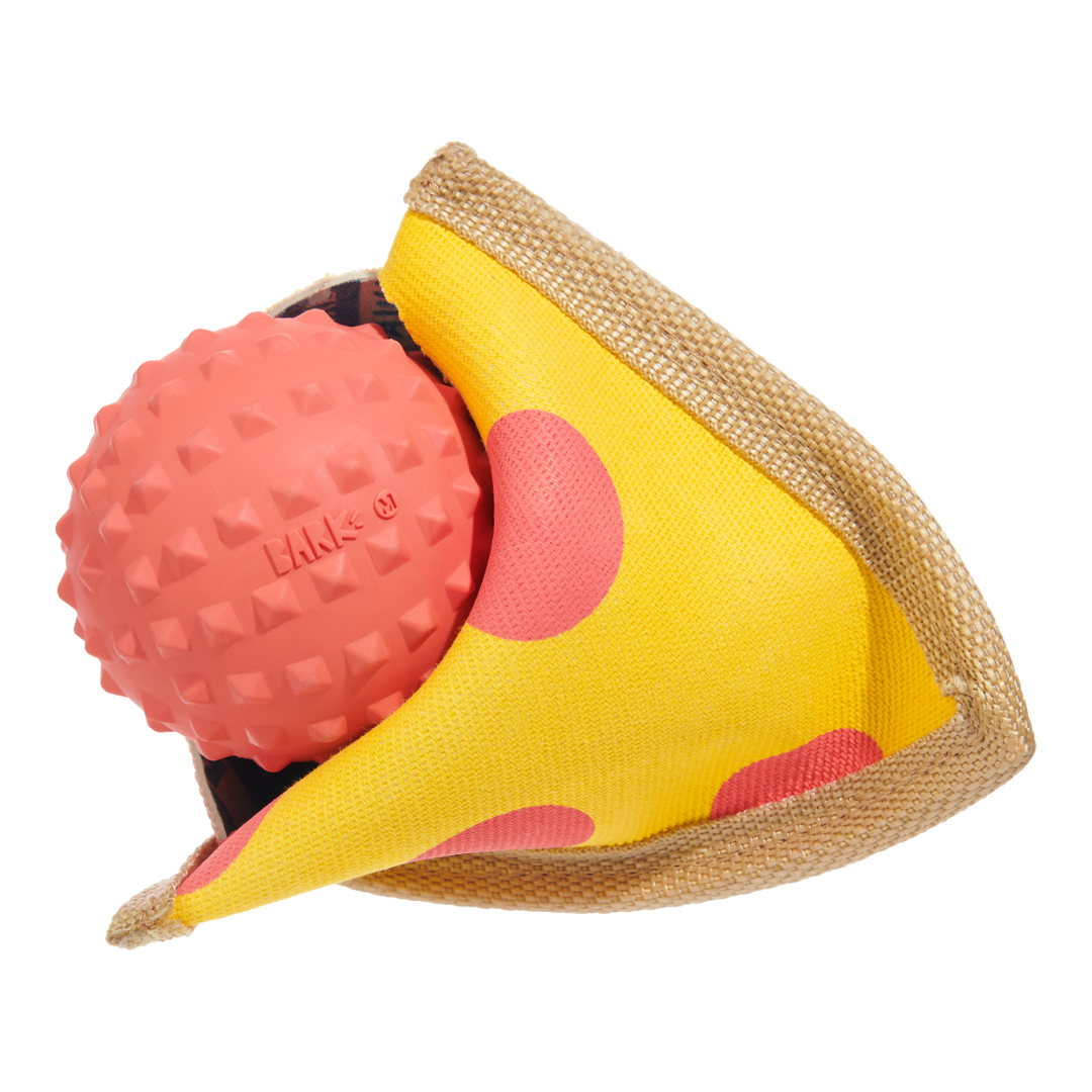 Lil Squeaker's Pizza Super Chewer Durable 2-in-1 Fetch Dog Toy