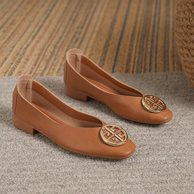 Orchard Leather Flats Green