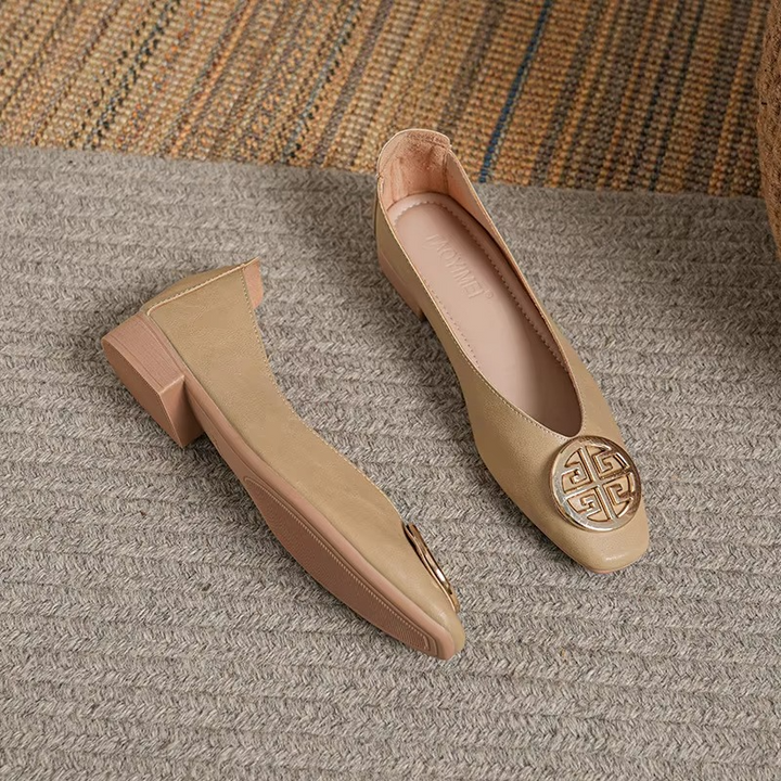 Orchard Leather Flats Green