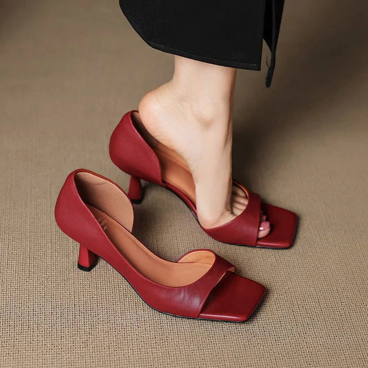 Valenti Leather Heels Red