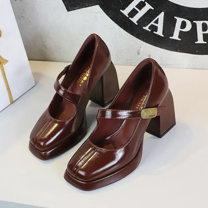 Elena™ | Chunky T-Strap Mary Jane Heels