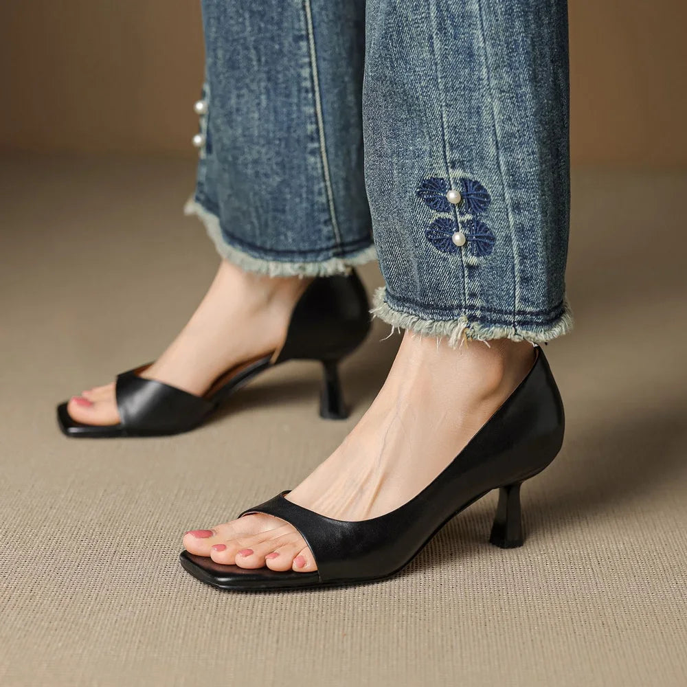 Valenti Leather Heels Black