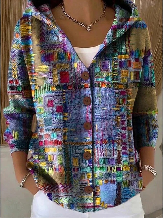 Leila Button Hooded Sweater