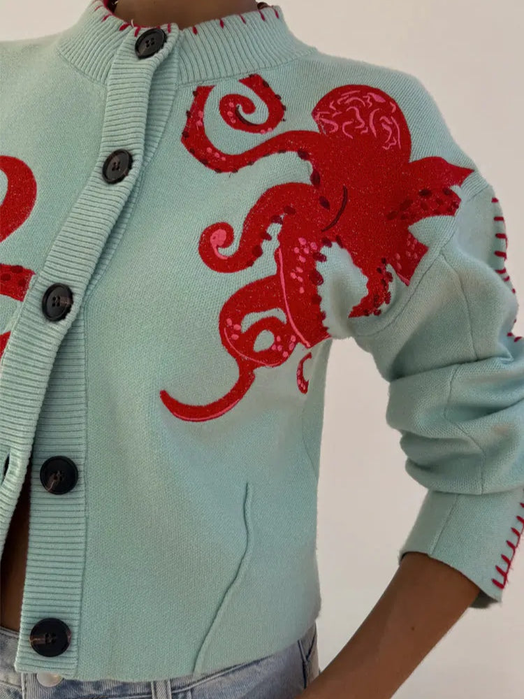 Women’s Cardigan | Octopus Pattern Knit