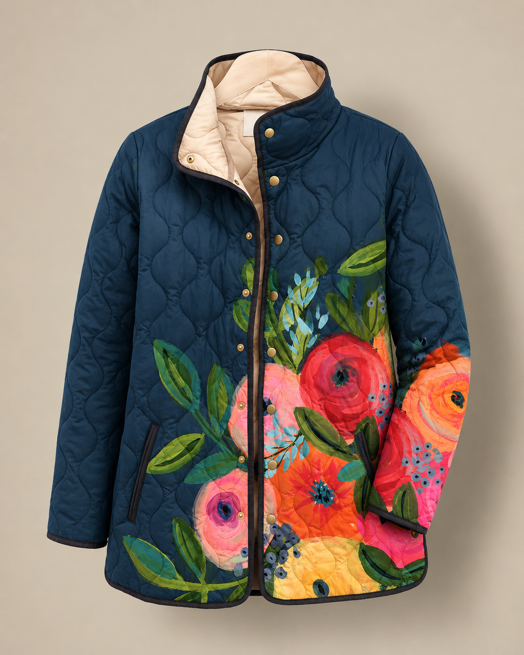 Amaya | Vintage Floral Print Quilted Jacket