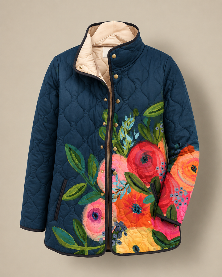Amaya | Vintage Floral Print Quilted Jacket