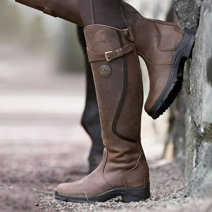 Cataleya | Leather Knee High Boots with Buckle Strap