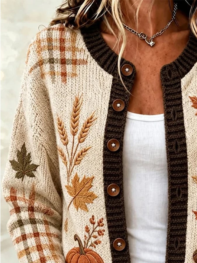 Jenny | Autumn Harvest Button-Front Cardigan