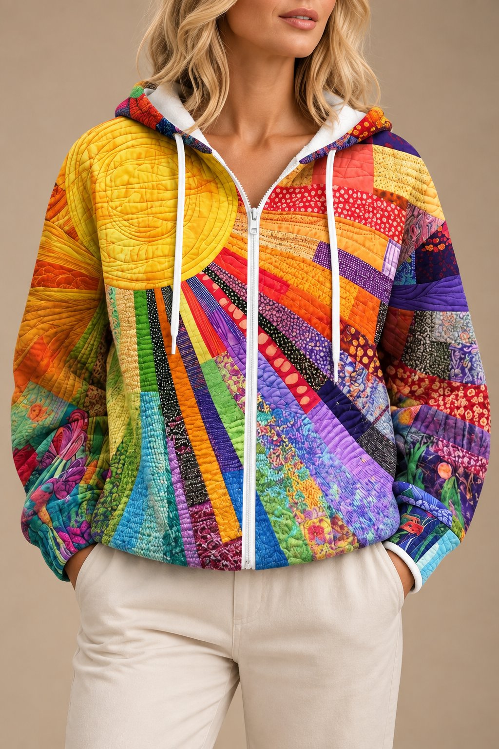 Rhealyn | Sunburst Print Open-Front Jacket