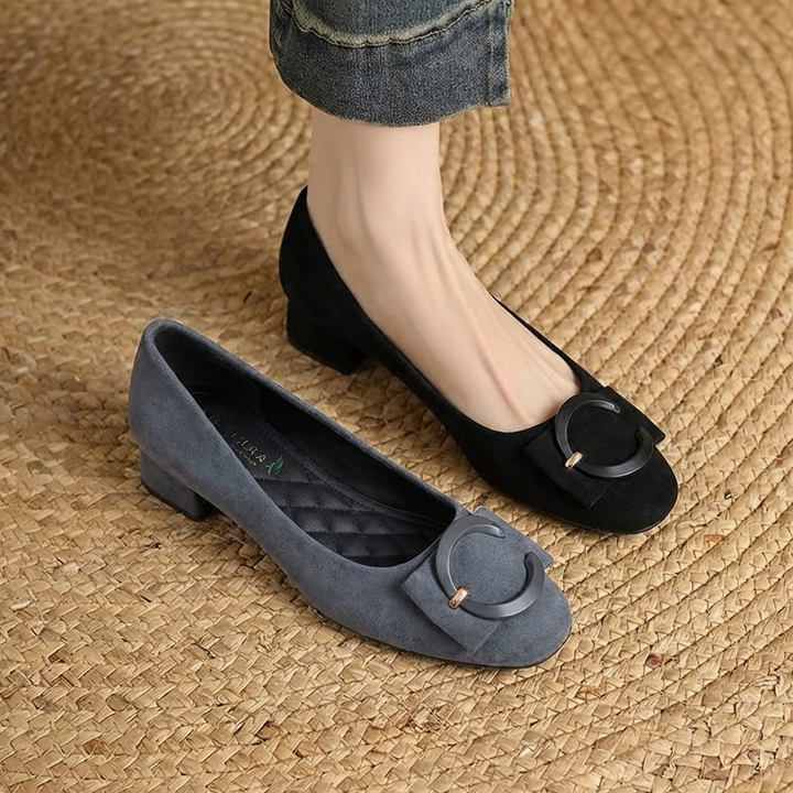 Rose Suede Flats Black