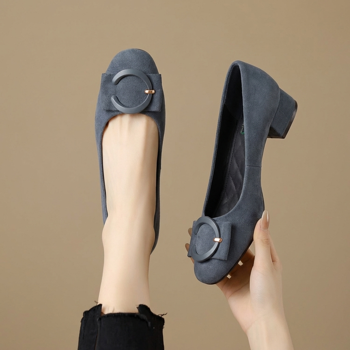 Rose Suede Flats Denim Blue